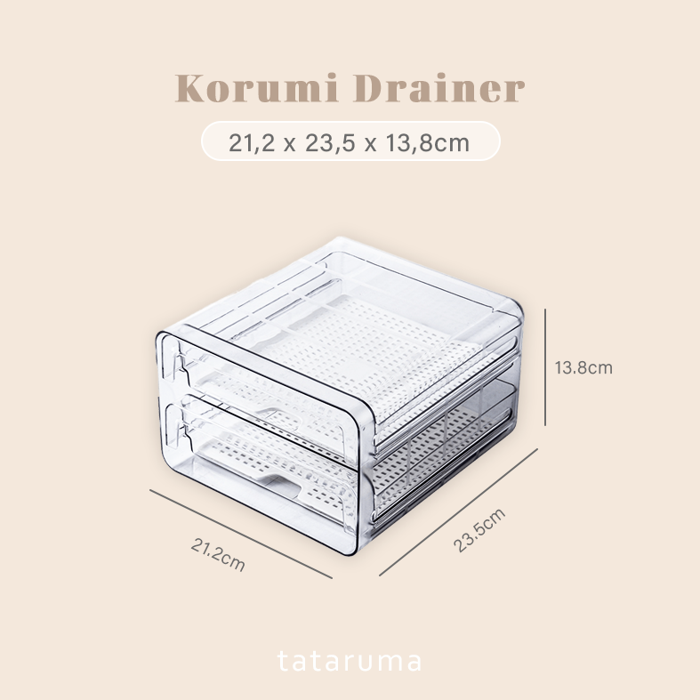 KORUMI - Laci Kotak Food Storage 2 Tingkat Dengan Saringan atau Tempat Telur