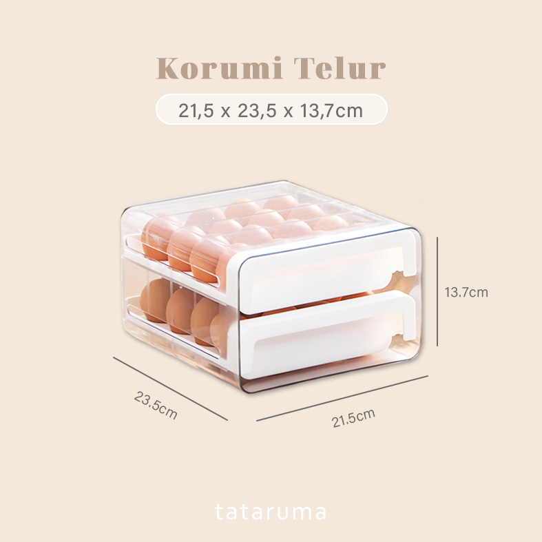 KORUMI - Laci Kotak Food Storage 2 Tingkat Dengan Saringan atau Tempat Telur