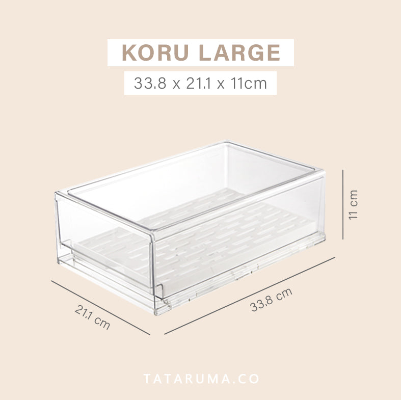 KORU - Kontainer Laci Penyimpanan Makanan Kulkas With Drainer