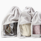 KOSHU BLUDRU - Organizer Tas Bludru Serut Transparan Kantong PVC Anti Debu Lembab