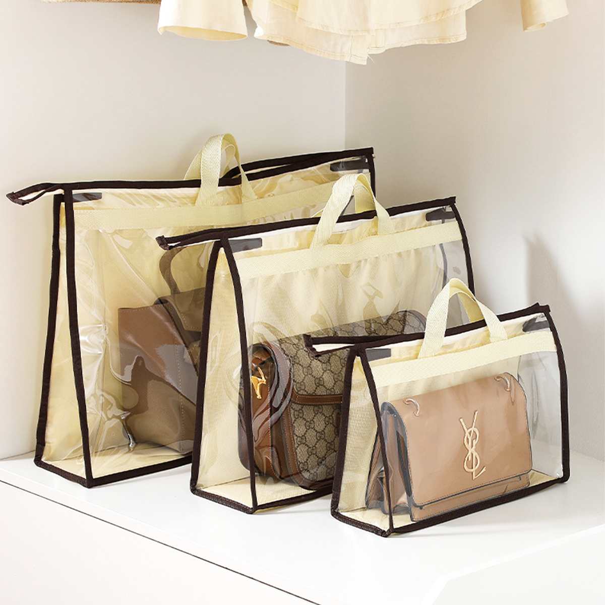 KOSHU - Organizer Tas Transparan Kantong PVS Anti Debu Lembab Waterproof