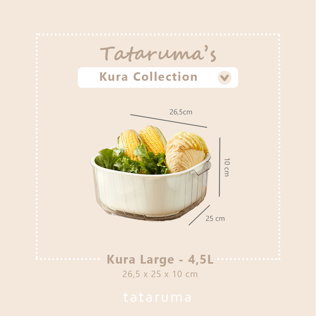 KURA - Wadah Cuci Peniris Food Grade Baskom Buah Sayur Dua Lapis Double Layer