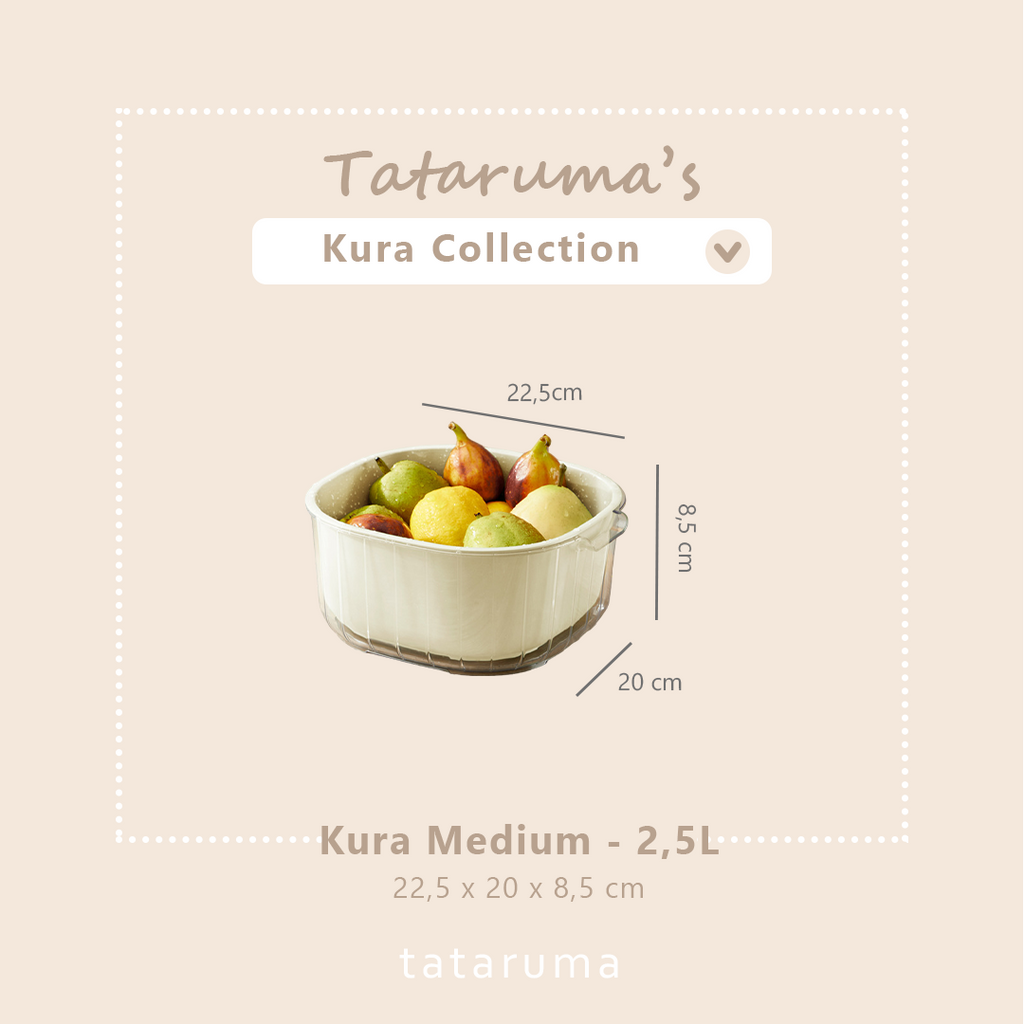 KURA - Wadah Cuci Peniris Food Grade Baskom Buah Sayur Dua Lapis Double Layer