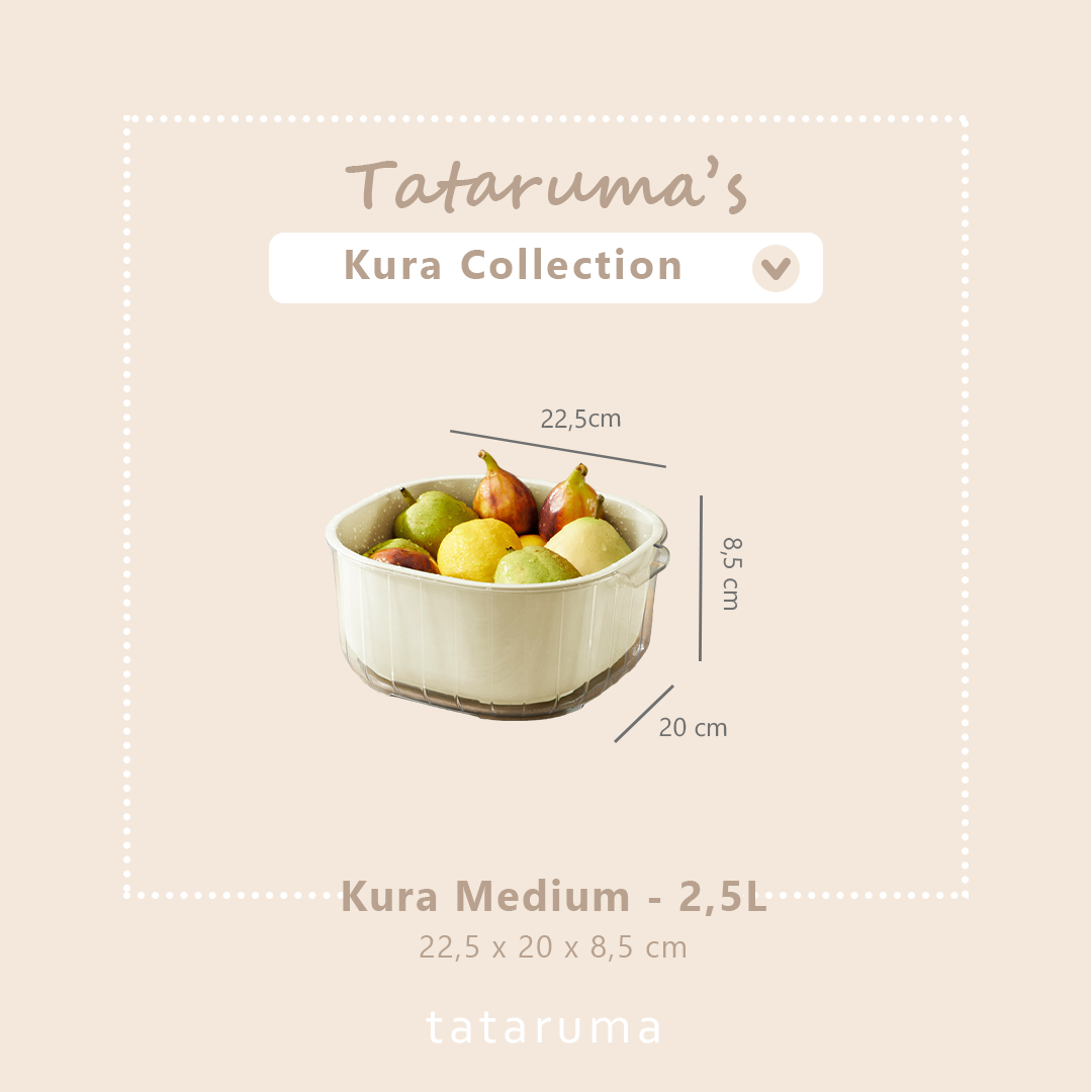 KURA - Wadah Cuci Peniris Food Grade Baskom Buah Sayur Dua Lapis Double Layer