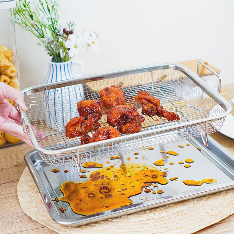 KURISU- Wadah Peniris Minyak Gorengan Crisper Tray Stainless