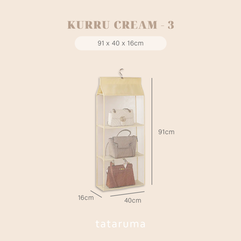 KURRU - Organizer Gantung Penyimpanan Tas Multi Lapis Tiga Dimensi 3D