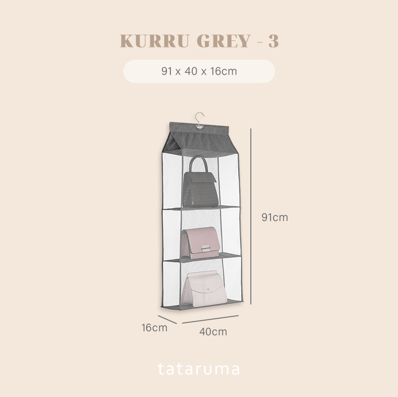 KURRU - Organizer Gantung Penyimpanan Tas Multi Lapis Tiga Dimensi 3D