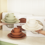 KYOKAI SET 4 IN 1 - Set Piring Mangkuk Gelas Soup Keramik Dishwasher Microwave Safe Premium