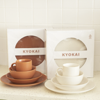 KYOKAI SET 4 IN 1 - Set Piring Mangkuk Gelas Soup Keramik Dishwasher Microwave Safe Premium
