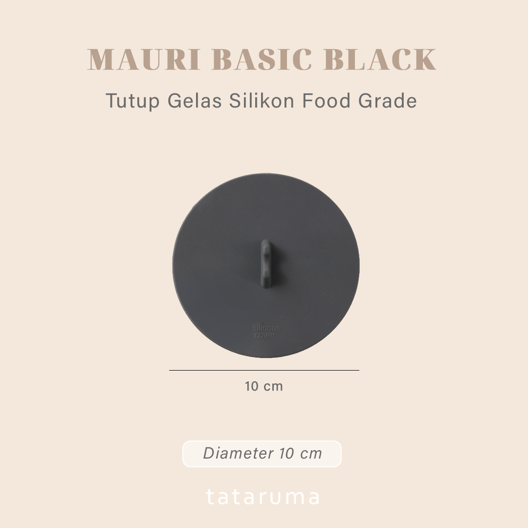 MAURI BASIC - Tutup Gelas/Cangkir Silikon Food Grade 3D dengan Tempat Sendok