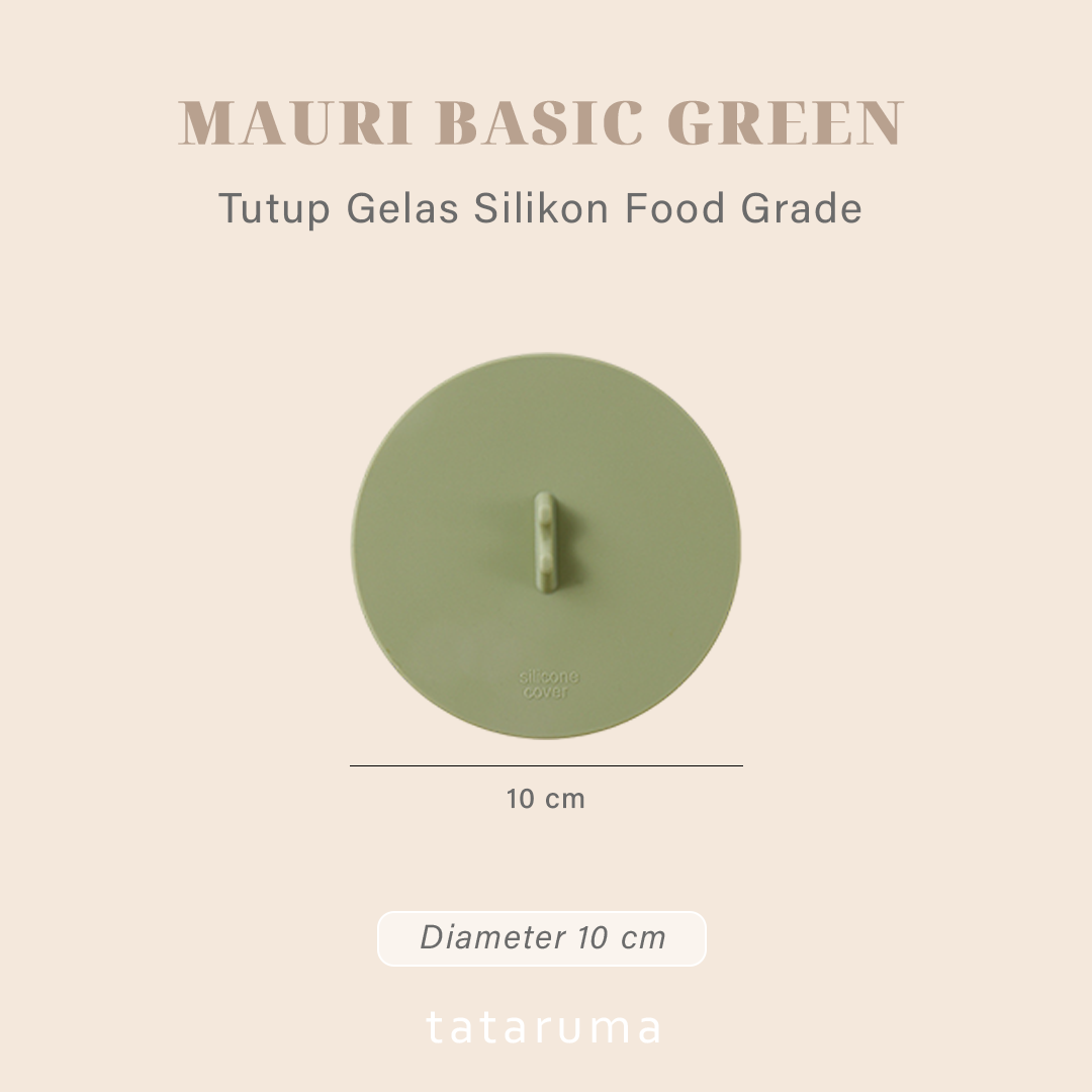 MAURI BASIC - Tutup Gelas/Cangkir Silikon Food Grade 3D dengan Tempat Sendok