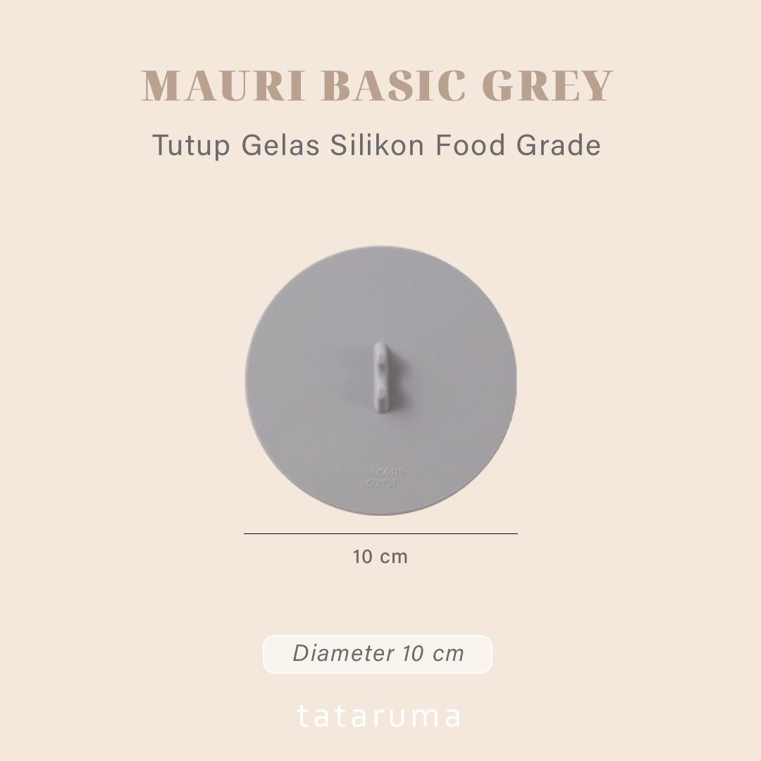 MAURI BASIC - Tutup Gelas/Cangkir Silikon Food Grade 3D dengan Tempat Sendok
