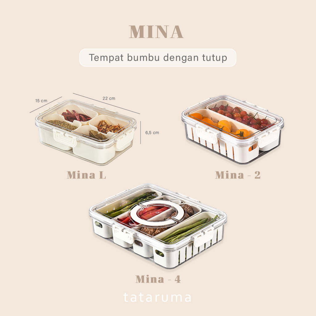 MINA - Kotak Box Penyimpanan Sayur Buah Kulkas Dengan Saringan