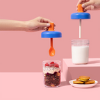 MUGI - Gelas Kaca Overnight Oatmeal Sarapan Cereal 400ml dengan Sendok Silikon