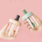 MUGI - Gelas Kaca Overnight Oatmeal Sarapan Cereal 400ml dengan Sendok Silikon