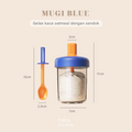 MUGI - Gelas Kaca Overnight Oatmeal Sarapan Cereal 400ml dengan Sendok Silikon
