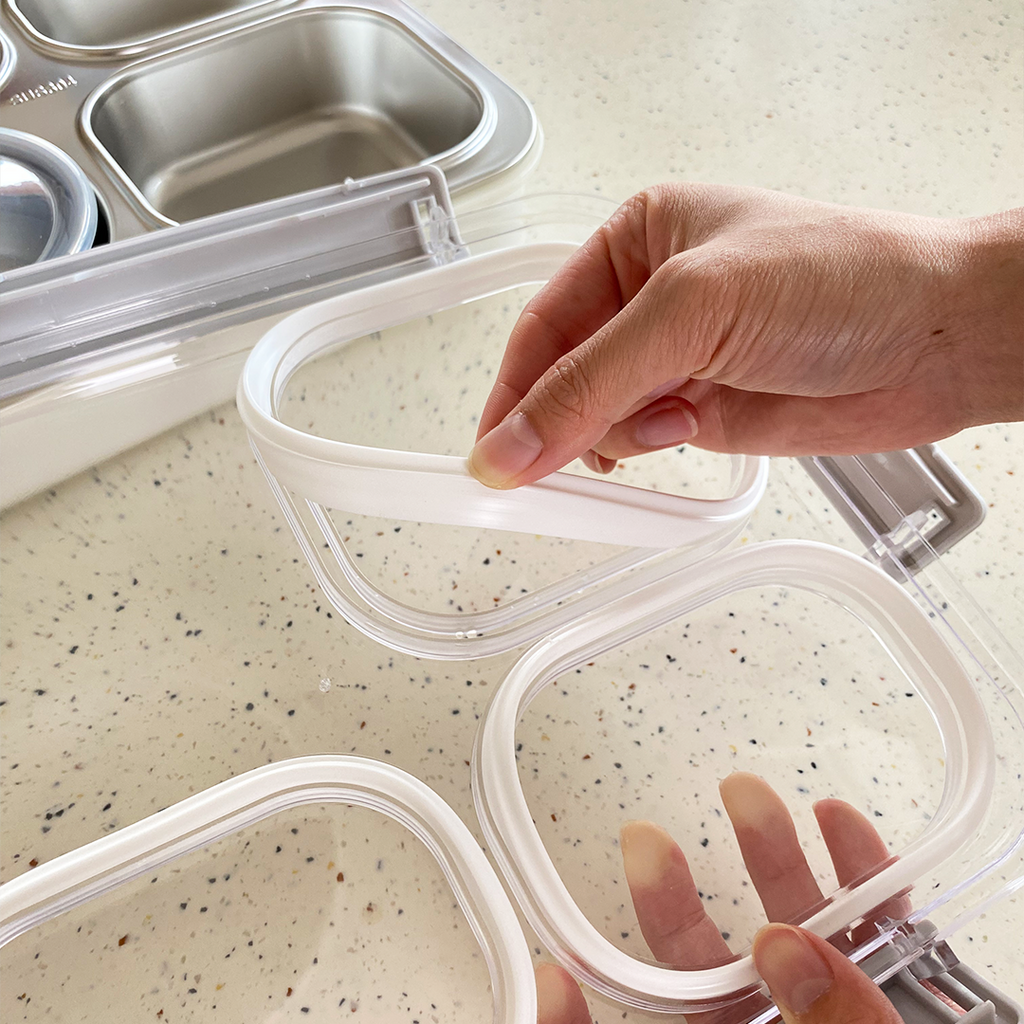 MUJI - Lunch Box Stainless 304 4 Sekat Kotak Bekal Anti Bocor Tumpah dengan Mangkuk