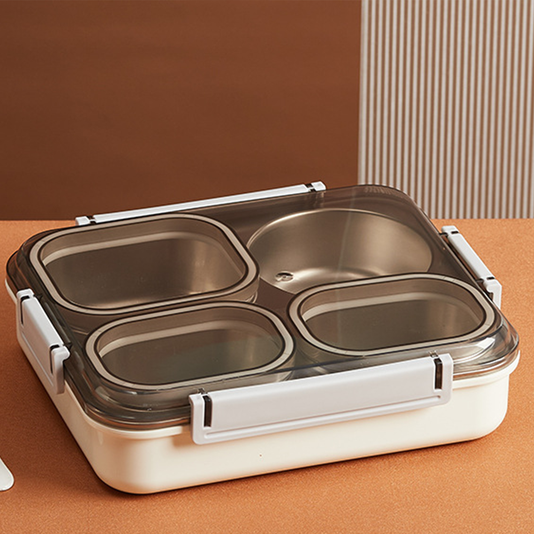MUJI - Lunch Box Stainless 304 4 Sekat Kotak Bekal Anti Bocor Tumpah dengan Mangkuk