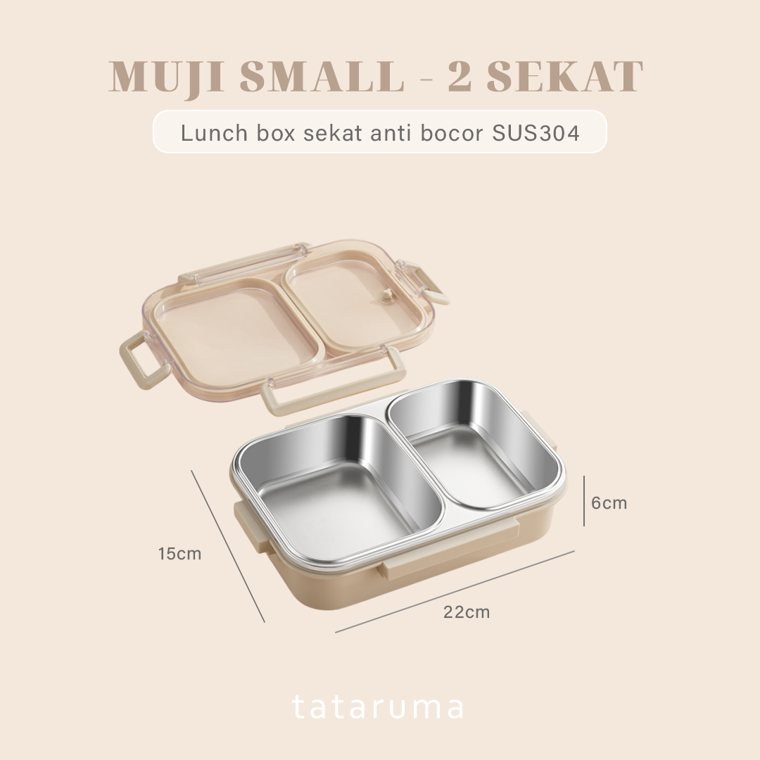 MUJI SMALL - Lunch Box Stainless 304 Sekat Kotak Bekal Anti Bocor Tumpah