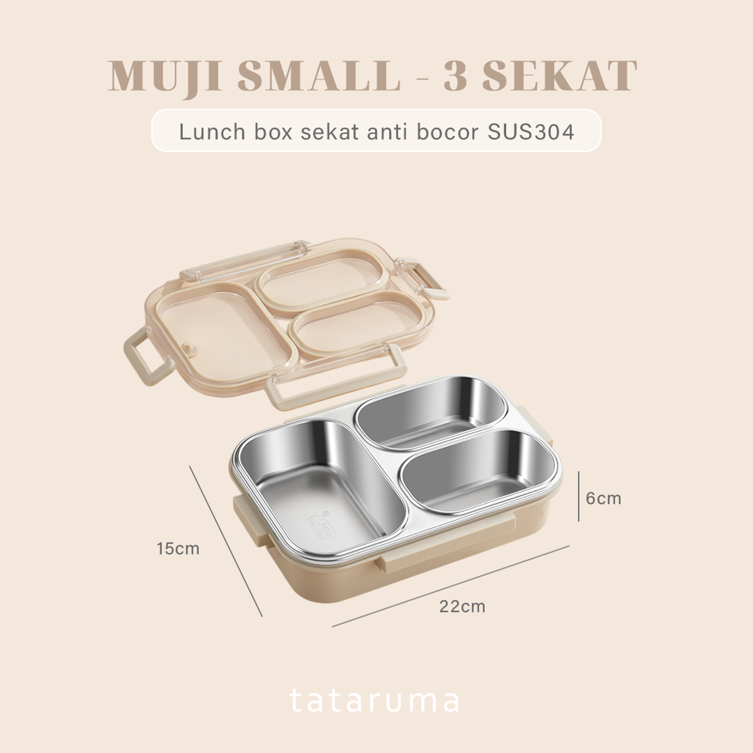 MUJI SMALL - Lunch Box Stainless 304 Sekat Kotak Bekal Anti Bocor Tumpah