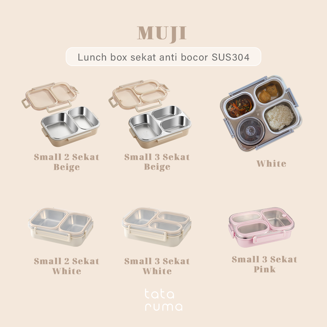 MUJI SMALL - Lunch Box Stainless 304 Sekat Kotak Bekal Anti Bocor Tumpah