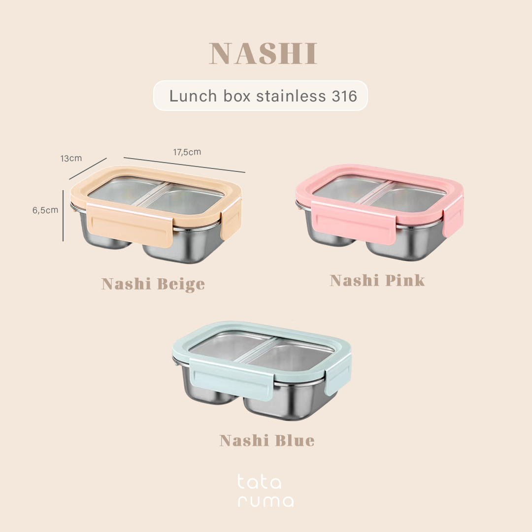 NASHI - Lunch Box Stainless 316 Sekat Kotak Bekal Anti Bocor Tumpah