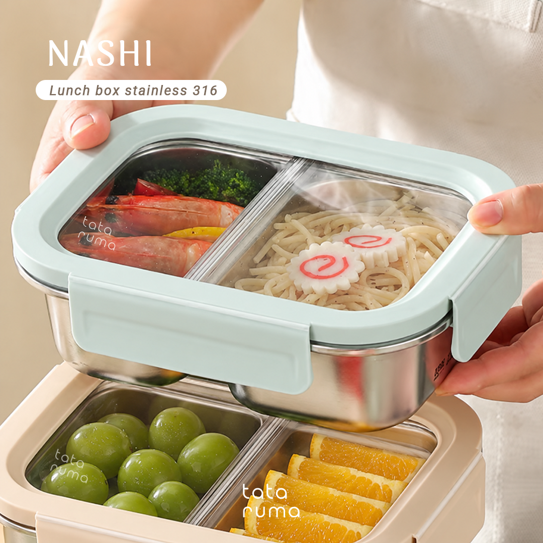 NASHI - Lunch Box Stainless 316 Sekat Kotak Bekal Anti Bocor Tumpah