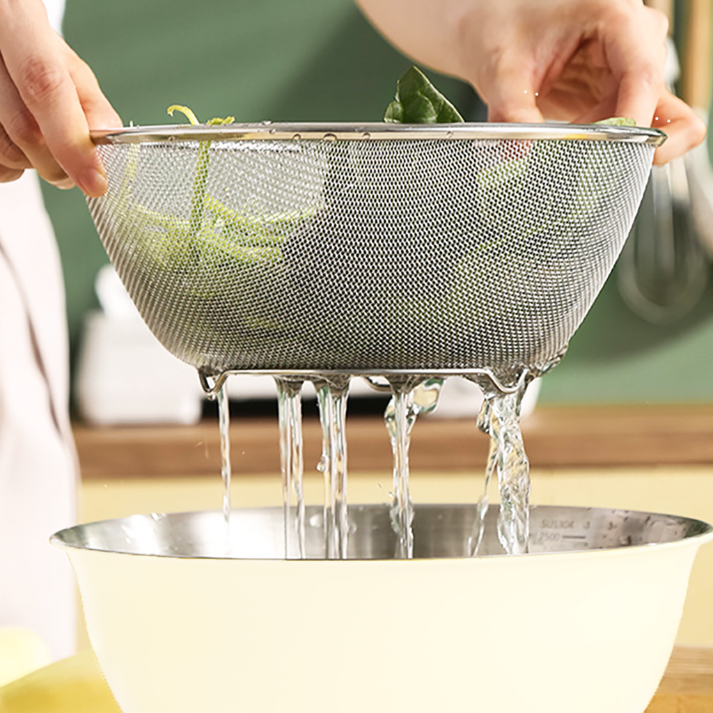 NAWA - Bowl Stainless 304 Colander Strainer Mixing Serbaguna Baking/Adonan/Minyak/Food Prep