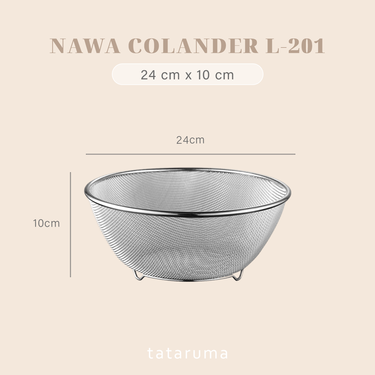 NAWA - Bowl Stainless 304 Colander Strainer Mixing Serbaguna Baking/Adonan/Minyak/Food Prep
