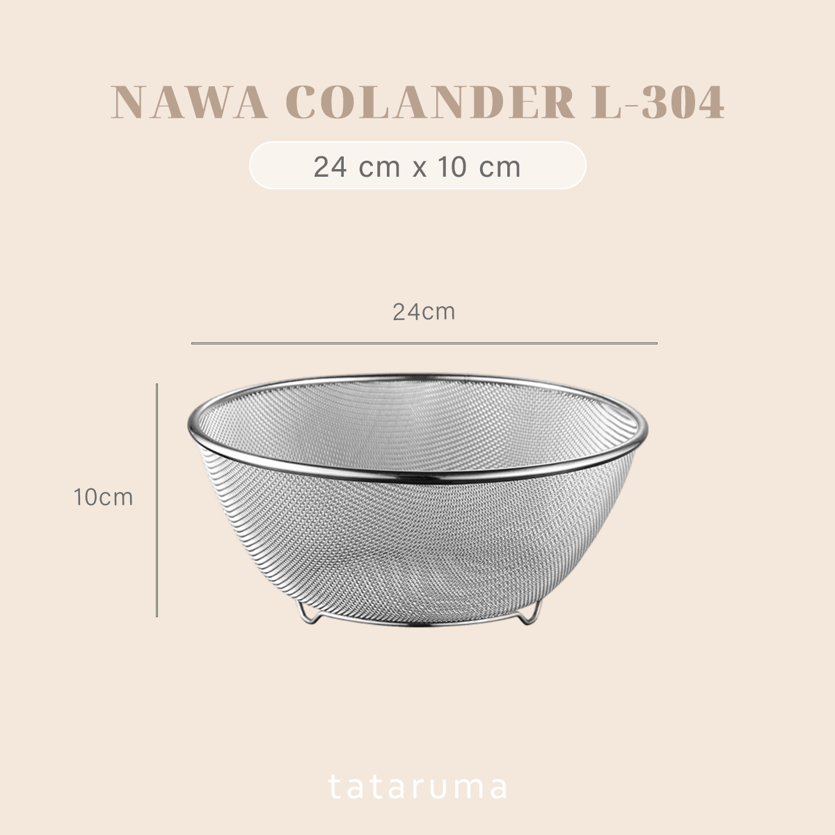 NAWA - Bowl Stainless 304 Colander Strainer Mixing Serbaguna Baking/Adonan/Minyak/Food Prep