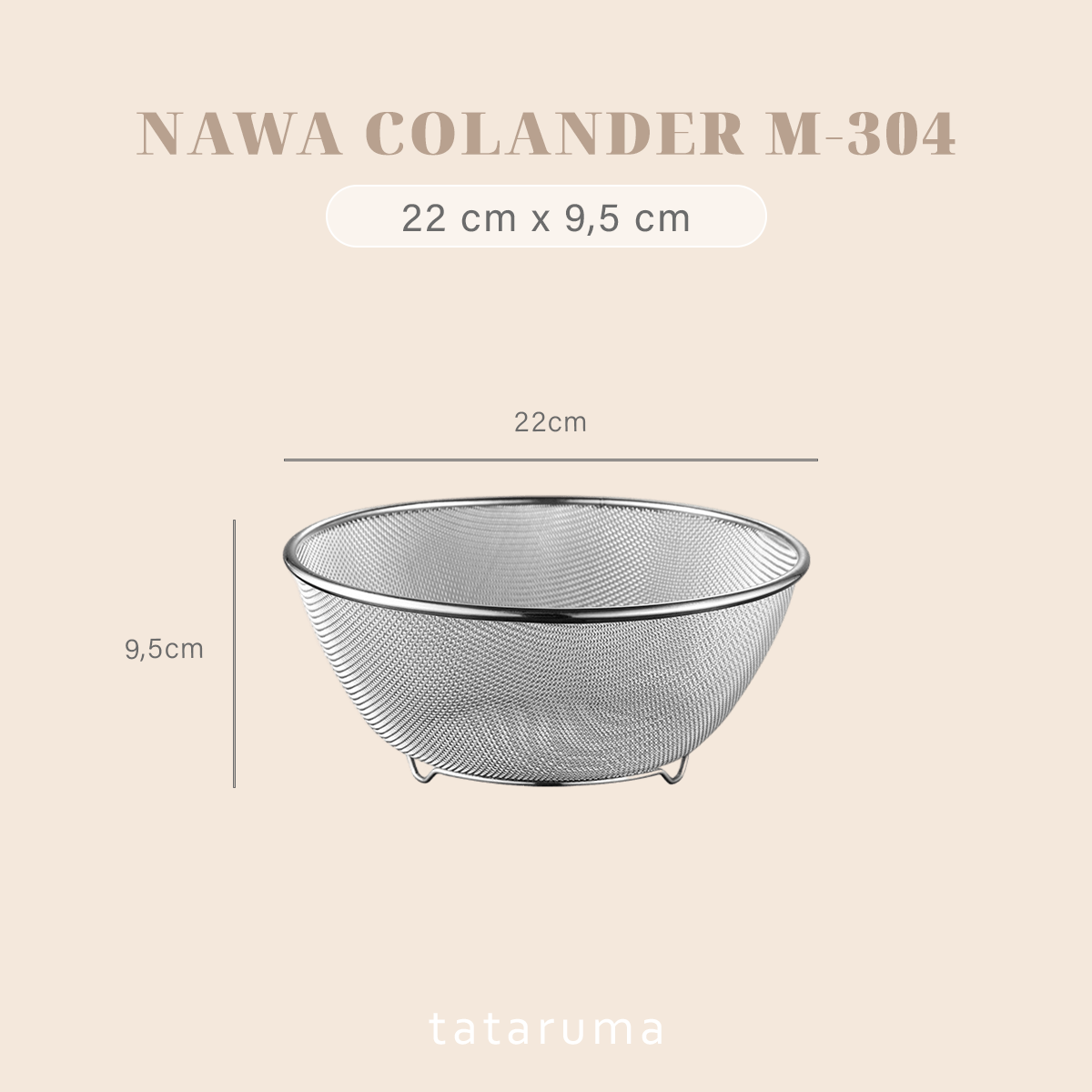 NAWA - Bowl Stainless 304 Colander Strainer Mixing Serbaguna Baking/Adonan/Minyak/Food Prep