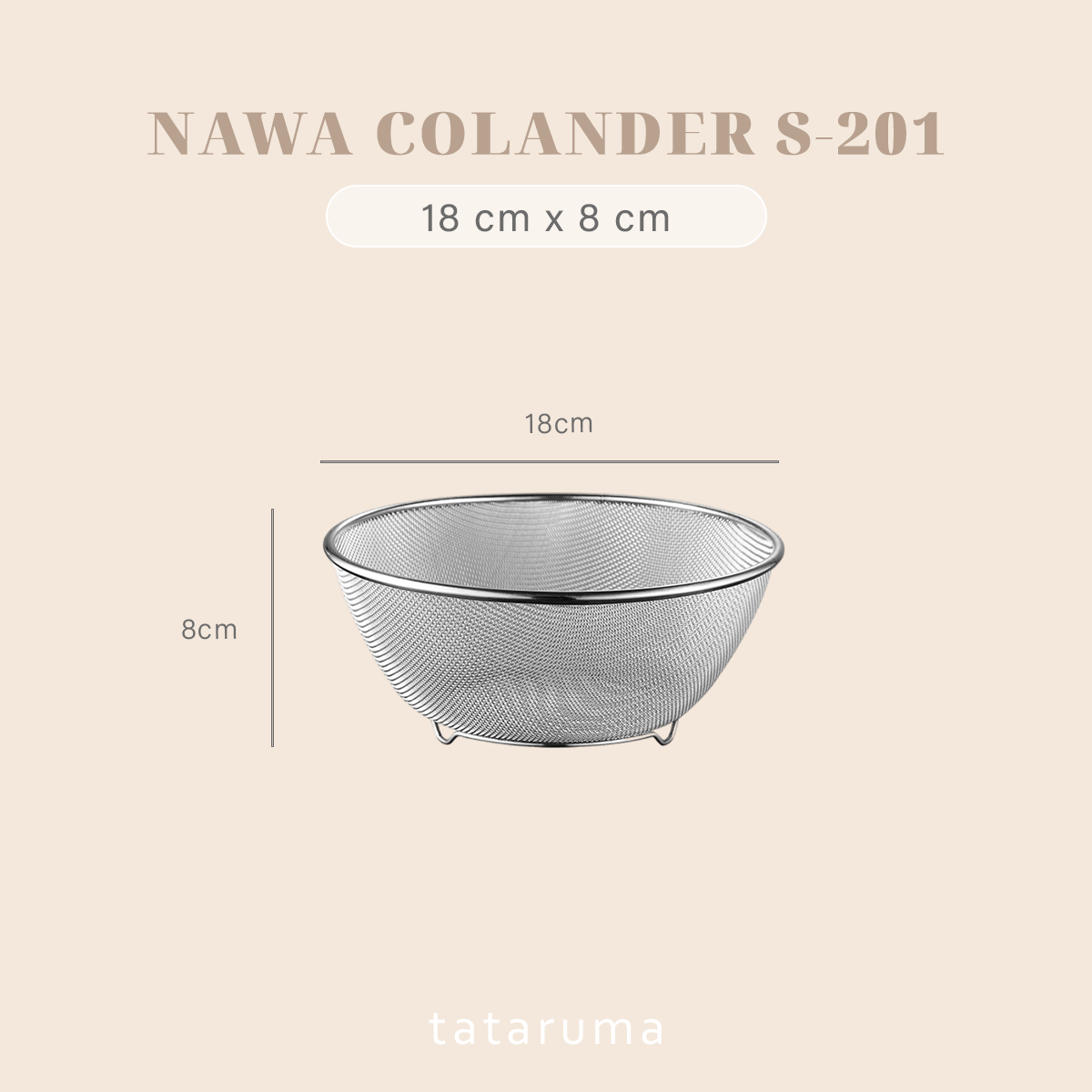 NAWA - Bowl Stainless 304 Colander Strainer Mixing Serbaguna Baking/Adonan/Minyak/Food Prep