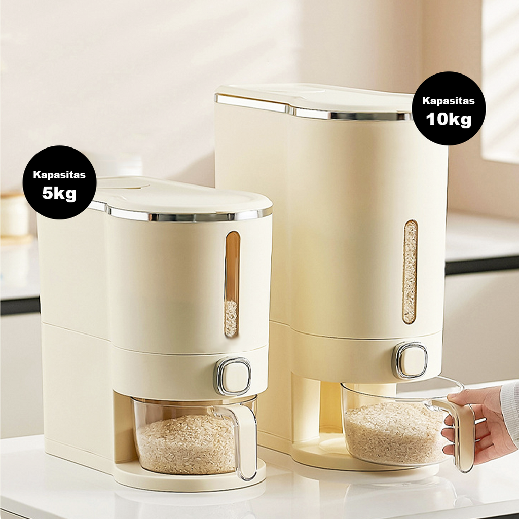 NEW GOHAN - Dispenser Beras 10kg Tekan Food Grade Tahan Serangga Tahan Lembab
