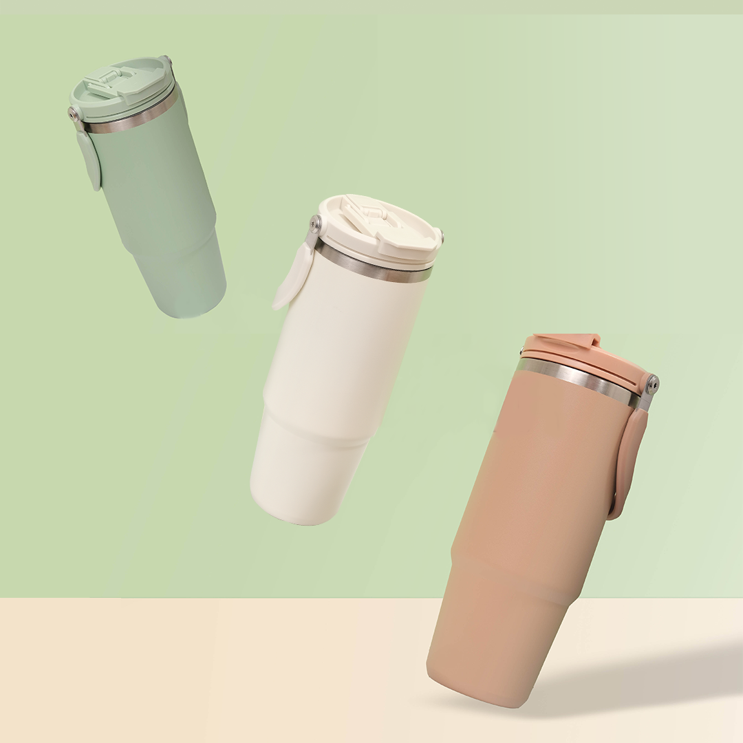 NEW DINO -Tumbler Vakum Jumbo 1200ml SS 304 dengan Handle Tahan Panas Dingin