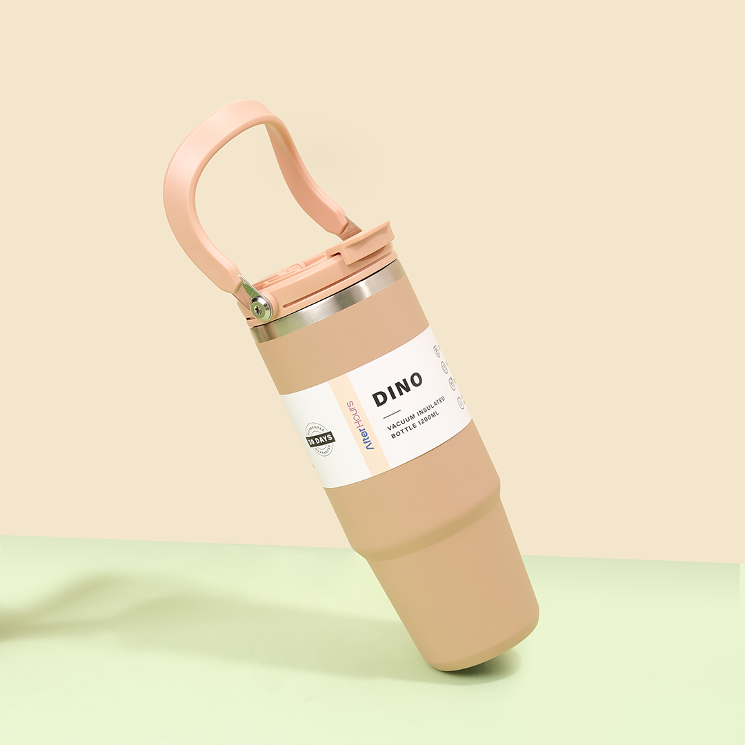 NEW DINO -Tumbler Vakum Jumbo 1200ml SS 304 dengan Handle Tahan Panas Dingin