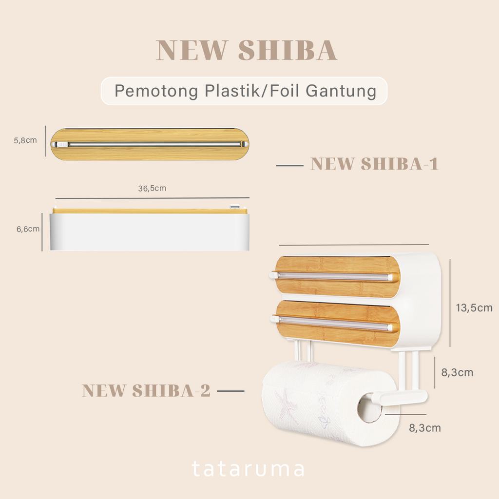 NEW SHIBA - Dispenser Cling Wrap/Foil/Baking Paper Rak Gantung Pemotong Plastik dan Tempat Tisu Gulu