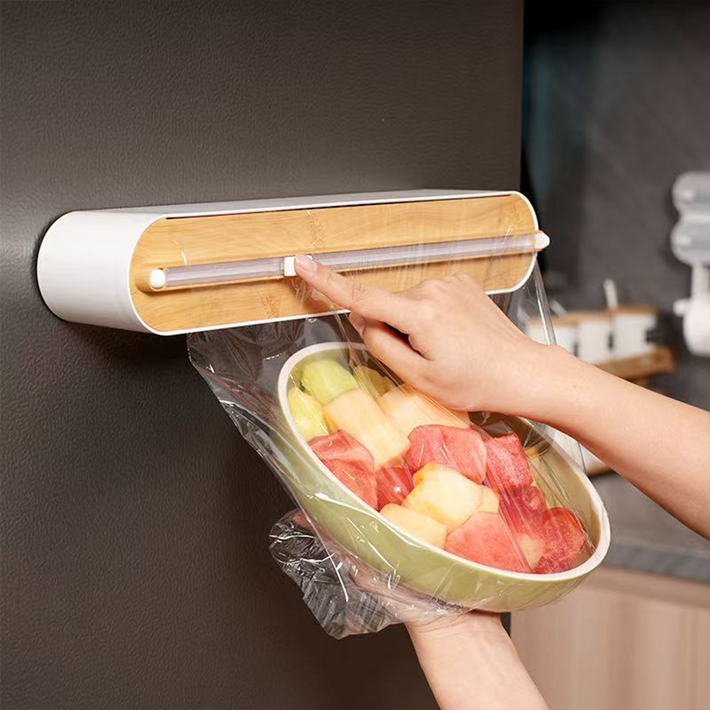 NEW SHIBA - Dispenser Cling Wrap/Foil/Baking Paper Rak Gantung Pemotong Plastik dan Tempat Tisu Gulu