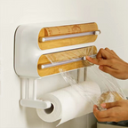 NEW SHIBA - Dispenser Cling Wrap/Foil/Baking Paper Rak Gantung Pemotong Plastik dan Tempat Tisu Gulu