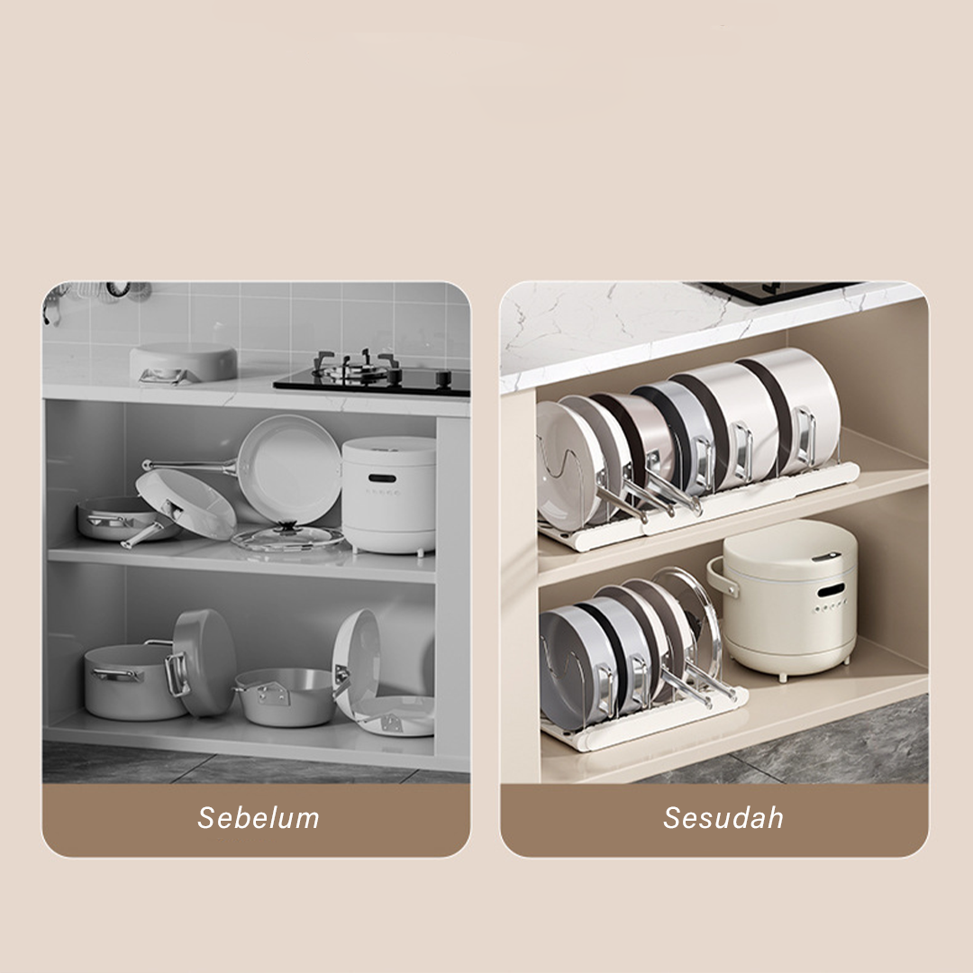 NEW TOKKU -  Rak Panci Dapur Adjustable Multifungsi Kitchen Rack Talenan Tutup Panci Pan Kabinet Lemari Countertop