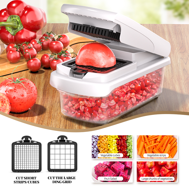 NEW USUI - Pemotong Sayur Premium Multifungsi 8 in 1 Potong Parut Dadu Bawang Kentang Wortel Timun
