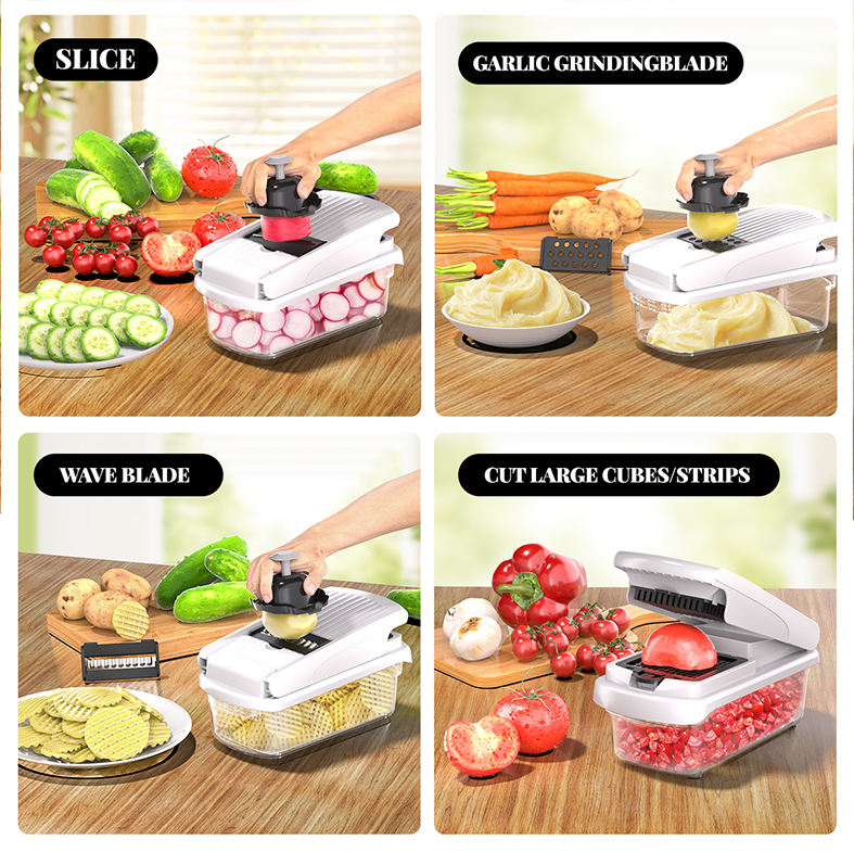 NEW USUI - Pemotong Sayur Premium Multifungsi 8 in 1 Potong Parut Dadu Bawang Kentang Wortel Timun