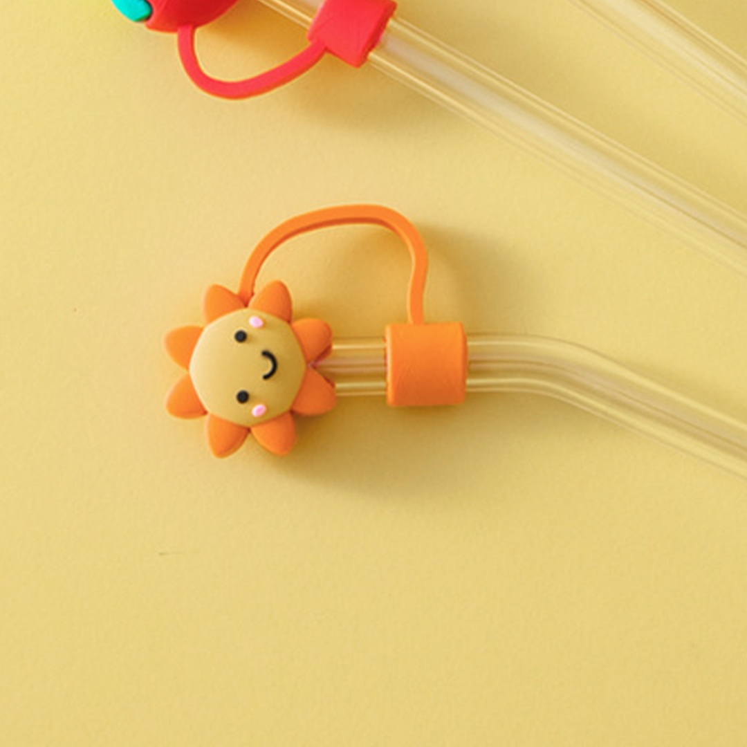 STRAW STOPPER - Tutup Sedotan Gambar Daisy dan Sun