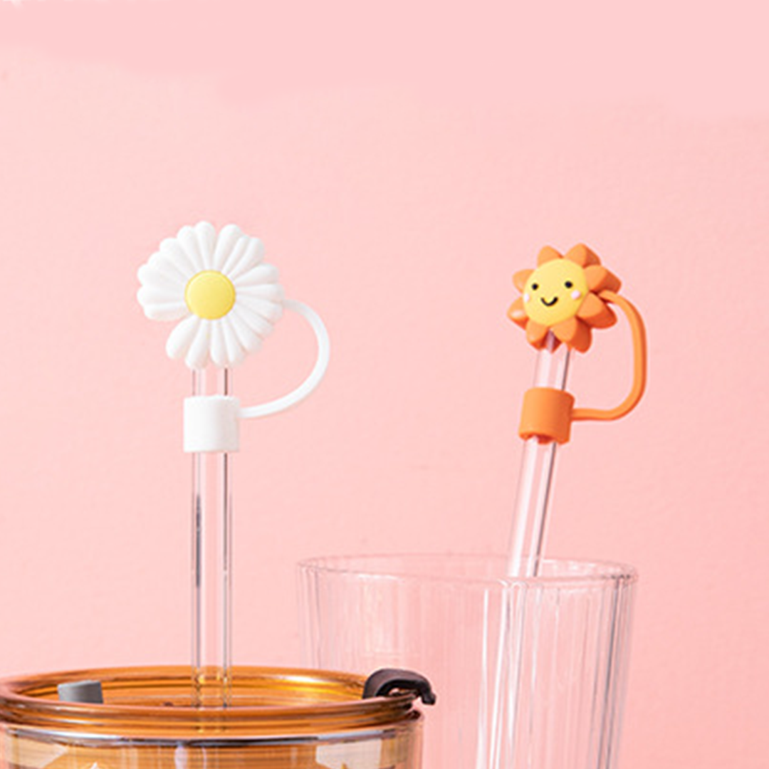 STRAW STOPPER - Tutup Sedotan Gambar Daisy dan Sun