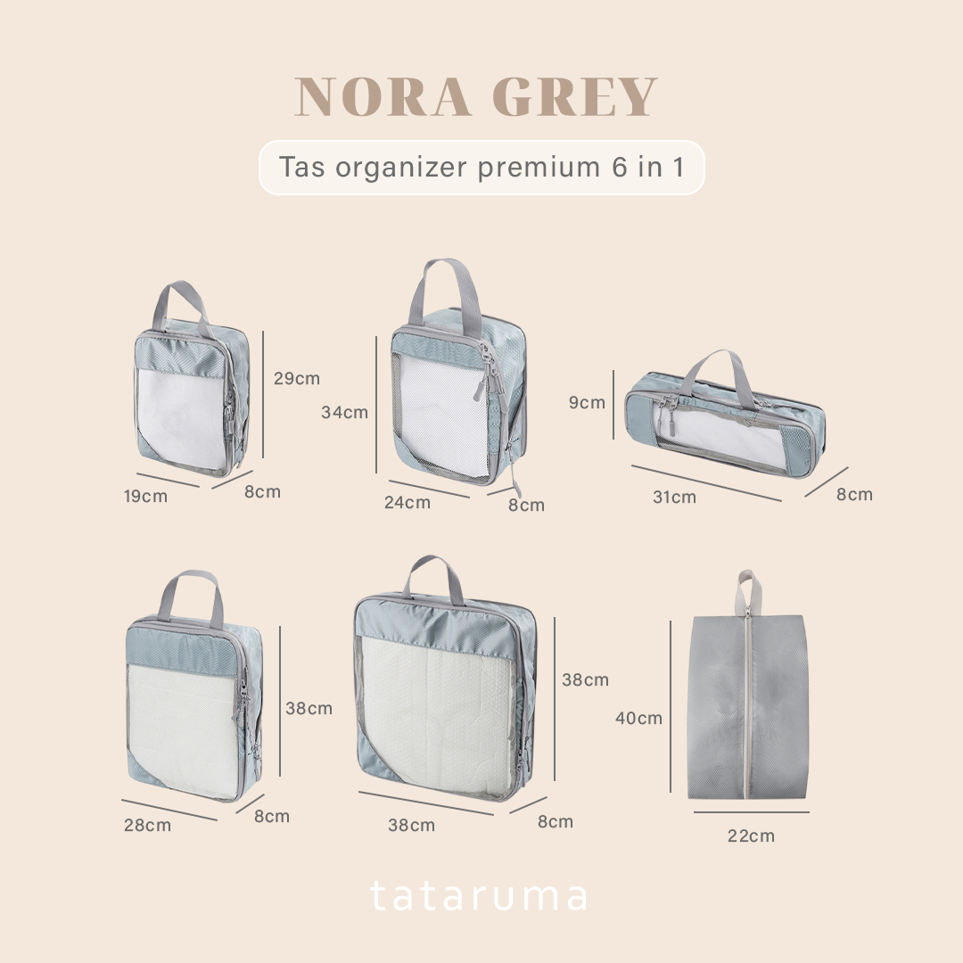NORA - Tas Organizer Travel Kantung Packing 6 in 1 Kompresi Koper Expandable