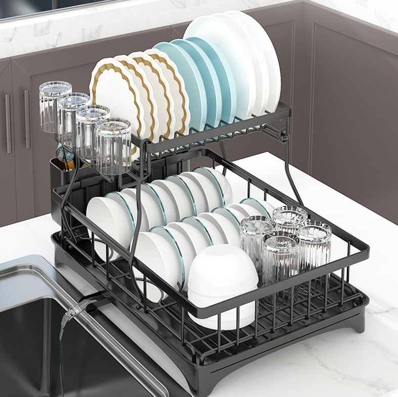 NORI - Rak Piring Stainless 2 Tingkat Tempat Pengering Dapur