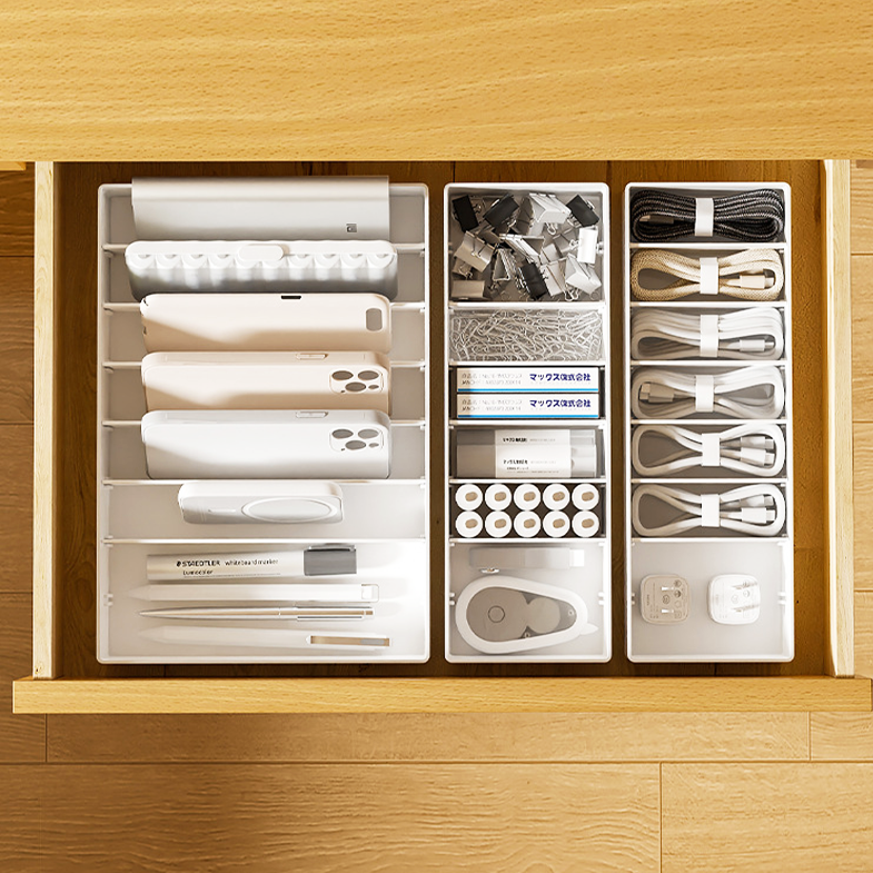 OBI - Organizer Akrilik Sekat Adjustable Serbaguna untuk Kabel Aksesoris Make Up Storage Bo