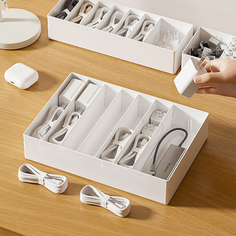 OBI - Organizer Akrilik Sekat Adjustable Serbaguna untuk Kabel Aksesoris Make Up Storage Bo