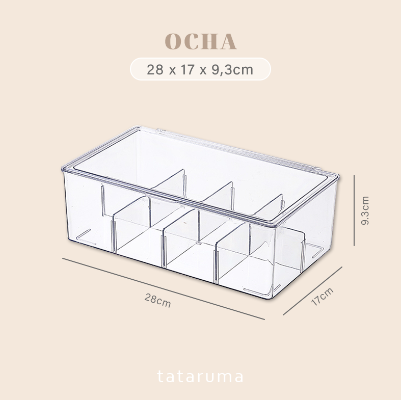 OCHA - Kotak Organizer Acrylic Serbaguna Dengan Sekat dan Tutup
