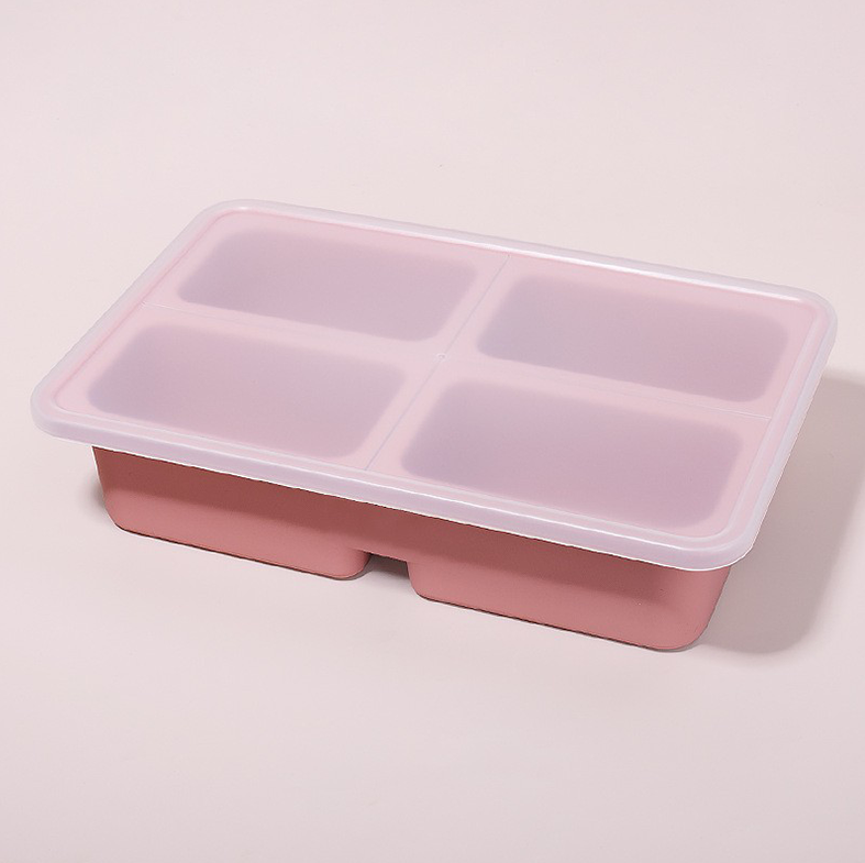 OHAYU BIG - Cetakan Wadah 4 Sekat Food Prep Nasi Lauk Porsian BPA FREE Silicone Tahan Panas Dingin