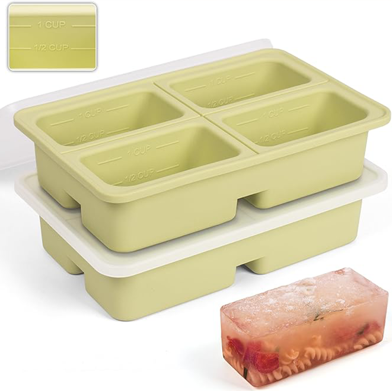 OHAYU BIG - Cetakan Wadah 4 Sekat Food Prep Nasi Lauk Porsian BPA FREE Silicone Tahan Panas Dingin